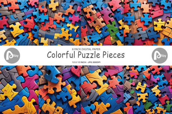 Download Digital Paper Colorful Puzzle Pieces - Puzzle pieces Collection
