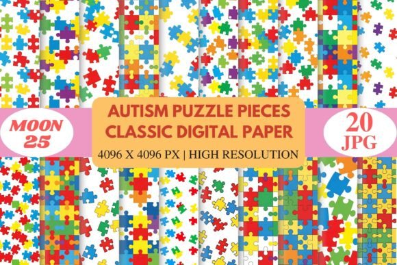 Download Autism Puzzle Pieces Classic Digital Pap - Puzzle pieces Collection