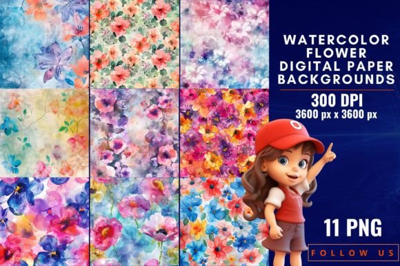 Download Watercolor Flower Digital Paper - Premium Resources