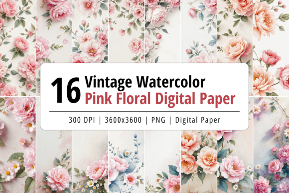 Download Vintage Pink Floral Digital Paper - Premium Resources